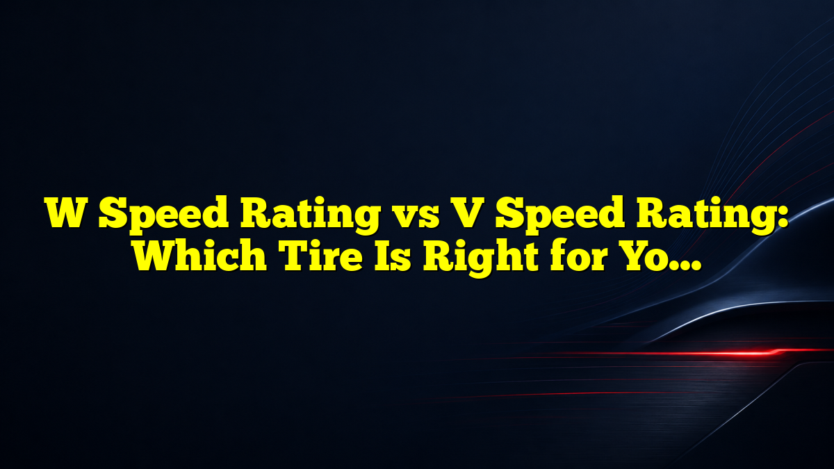 W Speed Rating vs V Speed Rating: Which Tire Is Right for Your Car?